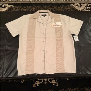 Men’s Medium Malibu By Drill Clothing Textured Fabric Linen Look Button-Up Shirt